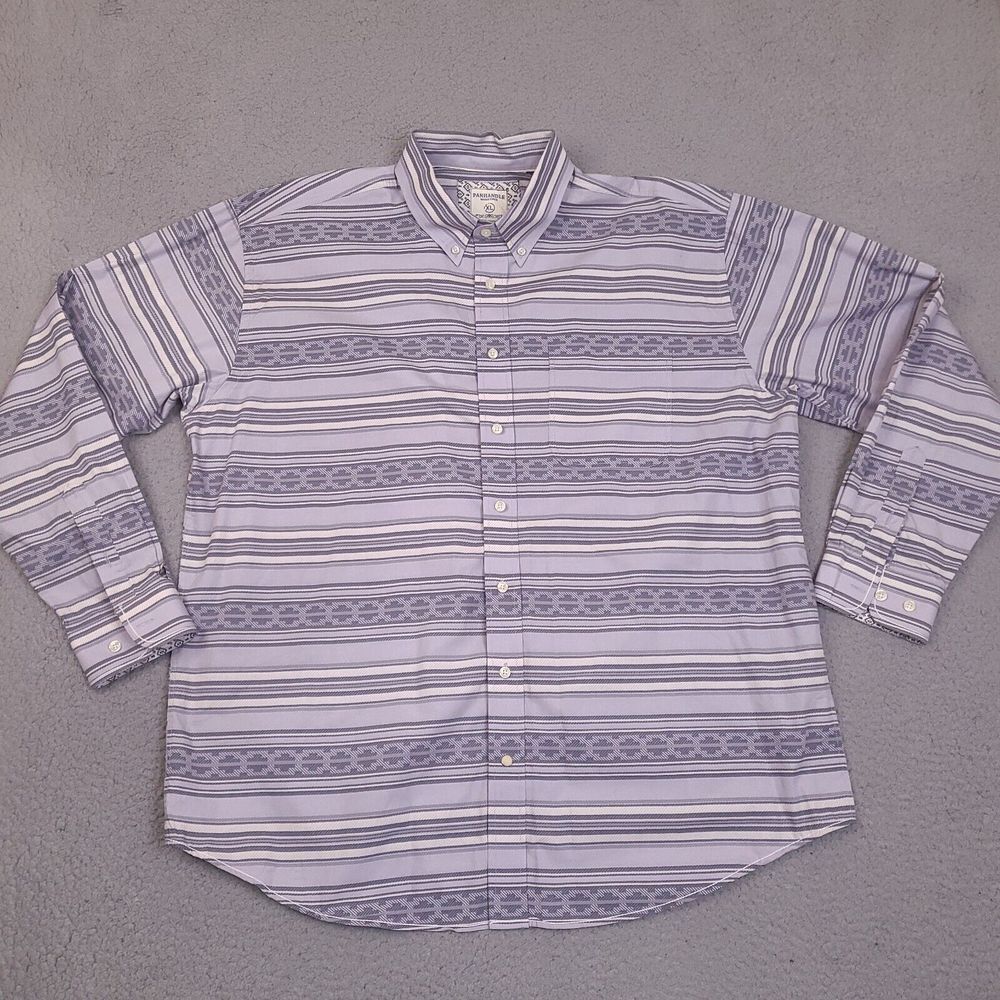 Panhandle Rough Stock Shirt Men's XL Gray Horizontal Aztec‎ Print Button Up